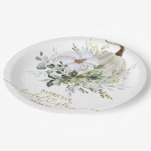 Groene Pompoen Herfst Bruidsfeest Papieren Bord (Gekanteld)