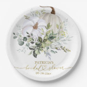 Groene Pompoen Herfst Bruidsfeest Papieren Bord (Voorkant)