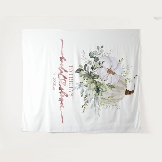 Groene Pompoen Herfst Bruidsmeisjesfeest Achtergro Wandkleed (Voorkant (horizontaal))