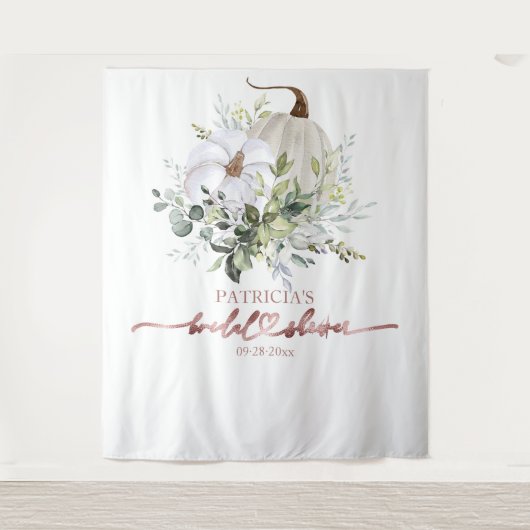 Groene Pompoen Herfst Bruidsmeisjesfeest Achtergro Wandkleed (Voorkant)