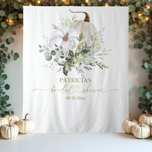 Groene Pompoen Herfst Bruiloft Bridal Shower Achte Wandkleed