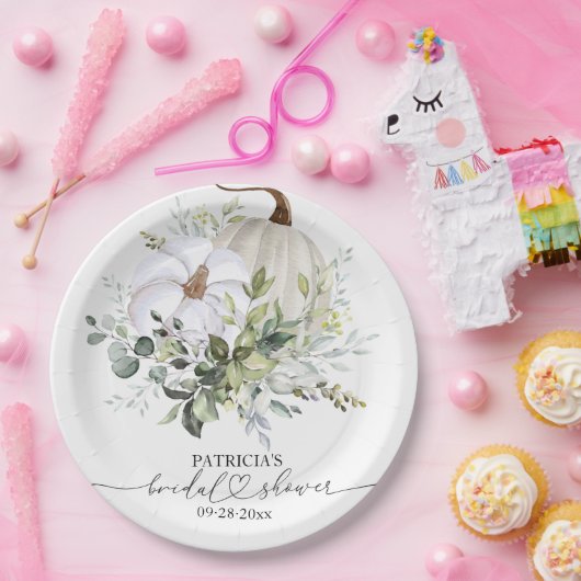 Groene Pompoen Herfst Bruiloft Feest Papieren Bordje (Feest)