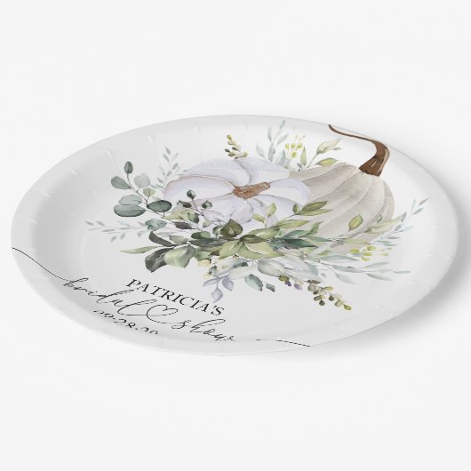 Groene Pompoen Herfst Bruiloft Feest Papieren Bordje (Gekanteld)