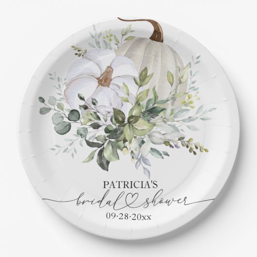 Groene Pompoen Herfst Bruiloft Feest Papieren Bordje (Voorkant)