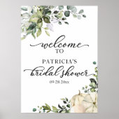 Groene Pompoen Herfst Bruiloft Feest Welkom Bord  Poster (Voorkant)