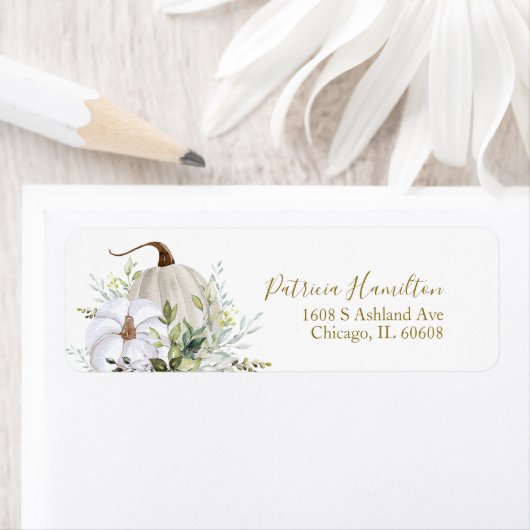 Groene Pompoen Herfst Bruiloft Label (Insitu)