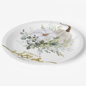 Groene Pompoen Herfst Bruiloft Partyboard Papieren Bordje (Gekanteld)