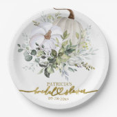 Groene Pompoen Herfst Bruiloft Partyboard Papieren Bordje (Voorkant)