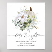 Groene Pompoen Herfst Date Night Pot Bord Poster (Voorkant)