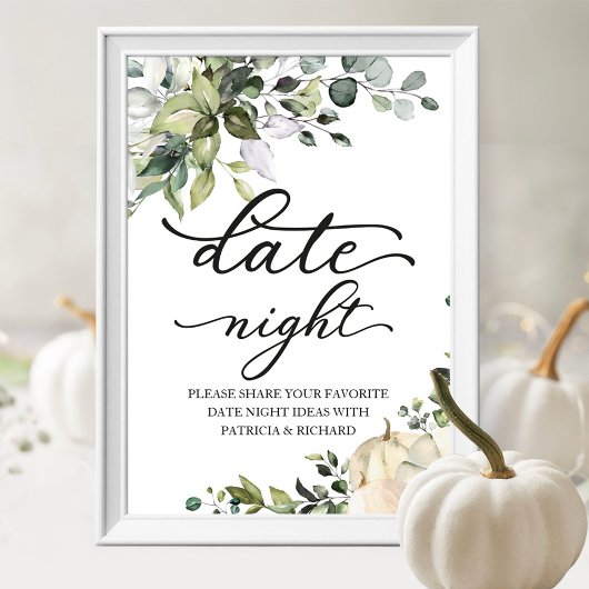 Groene Pompoen Herfst Datum Avond Pot Bord Poster