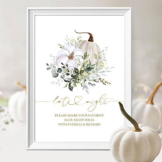 Groene Pompoen Herfst Datum Avond Pot Bord Poster