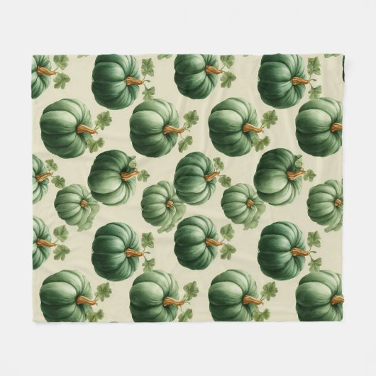 Groene Pompoen Herfst Home Design Sierkussen Fleece Deken (Voorkant (Horizontaal))