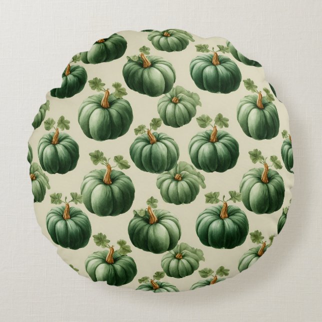 Groene Pompoen Herfst Home Design Sierkussen Rond Kussen (Voorkant)