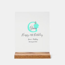 Groene pompoen herfst Verjaardag 21e grijs pastel Acryl Bord