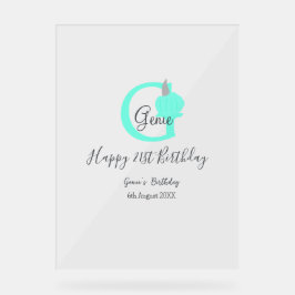 Groene pompoen herfst Verjaardag 21e grijs pastel Acryl Bord