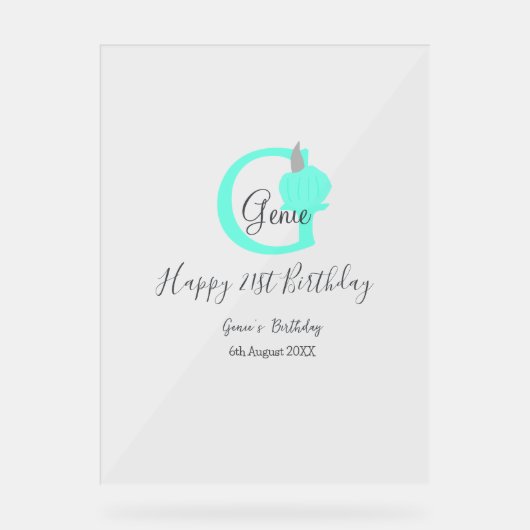 Groene pompoen herfst Verjaardag 21e grijs pastel Acryl Bord (Voorkant)