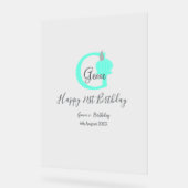 Groene pompoen herfst Verjaardag 21e grijs pastel Acryl Bord (Hoek)