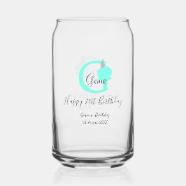 Groene pompoen herfst Verjaardag 21e grijs pastel Blikvorm Glas