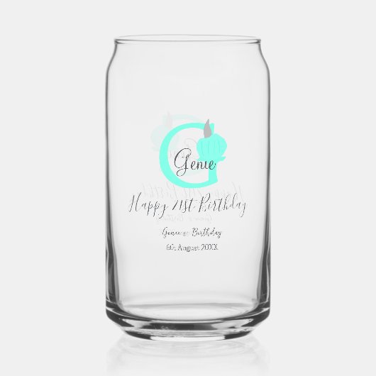 Groene pompoen herfst Verjaardag 21e grijs pastel Blikvorm Glas (Voorkant)