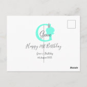 Groene pompoen herfst verjaardag 21e grijs pastel briefkaart (Achterkant)