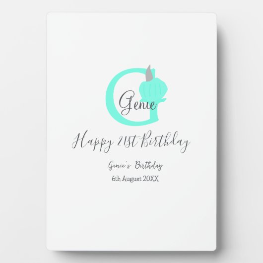 Groene pompoen herfst Verjaardag 21e grijs pastel Fotoplaat (voorkant)