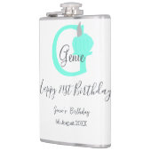 Groene pompoen herfst Verjaardag 21e grijs pastel Heupfles (Links)