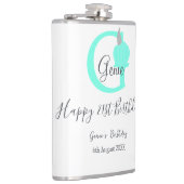 Groene pompoen herfst Verjaardag 21e grijs pastel Heupfles (Rechts)