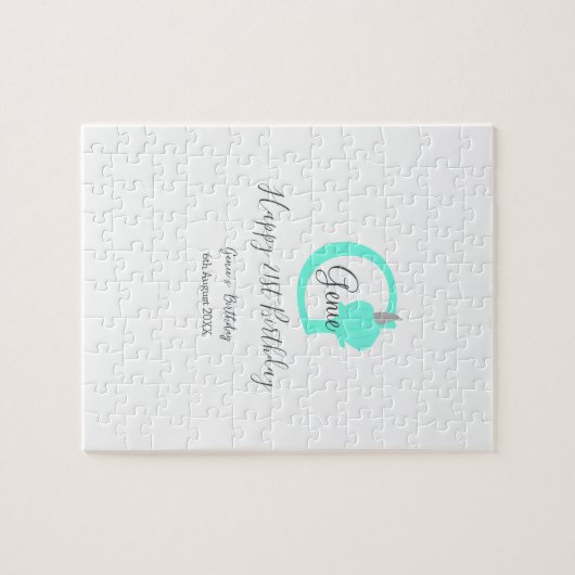 Groene pompoen herfst Verjaardag 21e grijs pastel Legpuzzel (Horizontaal)