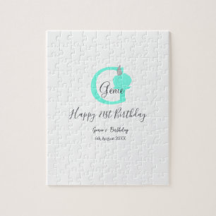 Groene pompoen herfst Verjaardag 21e grijs pastel Legpuzzel