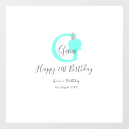 Groene pompoen herfst Verjaardag 21e grijs pastel Raamsticker