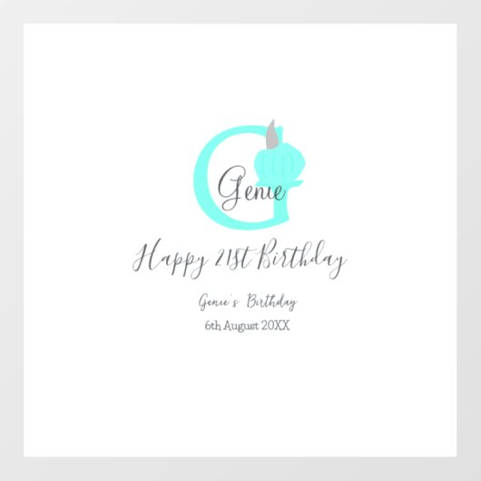 Groene pompoen herfst Verjaardag 21e grijs pastel Raamsticker (Vel)