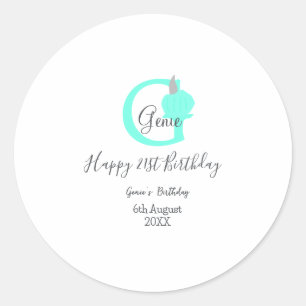 Groene pompoen herfst Verjaardag 21e grijs pastel Ronde Sticker
