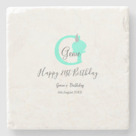 Groene pompoen herfst Verjaardag 21e grijs pastel Stenen Onderzetter