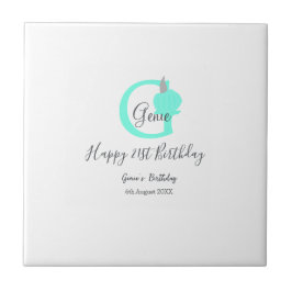 Groene pompoen herfst Verjaardag 21e grijs pastel Tegeltje