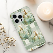 Groene Pompoen Herfst Waterverf Geruit Custom Case-Mate iPhone Case