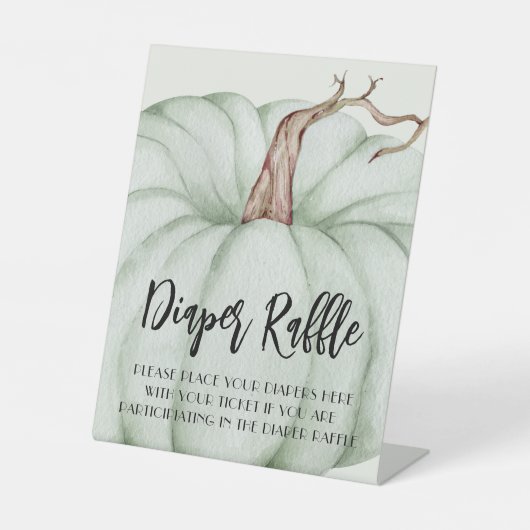 Groene Pompoen Luier Raffle Baby shower Reclamebord Met Voetstuk (Voorkant)