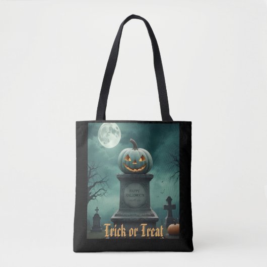 Groene Pompoen Trick or treat Halloween Bag Tote Bag (Voorkant)