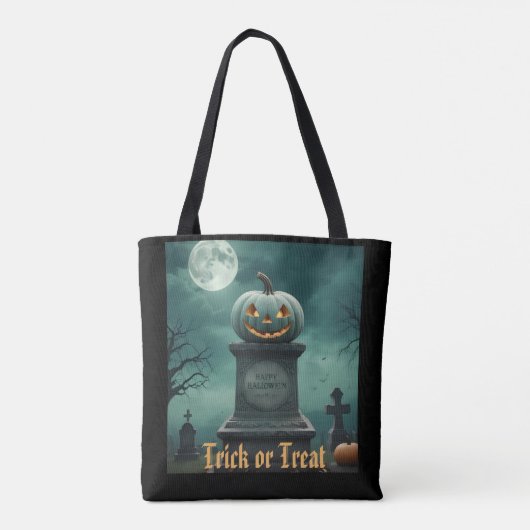 Groene Pompoen Trick or treat Halloween Bag Tote Bag (Achterkant)