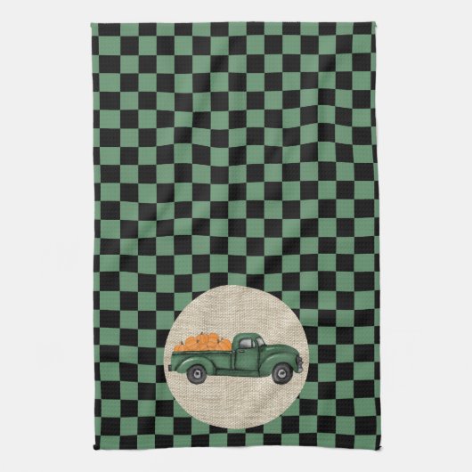groene pompoen Truck Kitchen Towel Theedoek (Verticaal)
