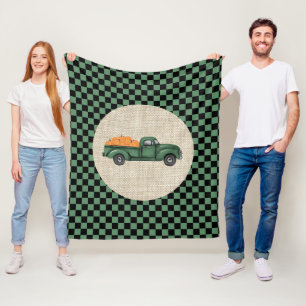  groene pompoen Truck Medium Fleece Blanket Deken