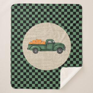  groene pompoen Truck Sherpa Blanket Deken