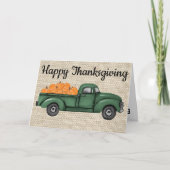  Groene Pompoen Truck Thanksgiving Kaart (Voorkant)
