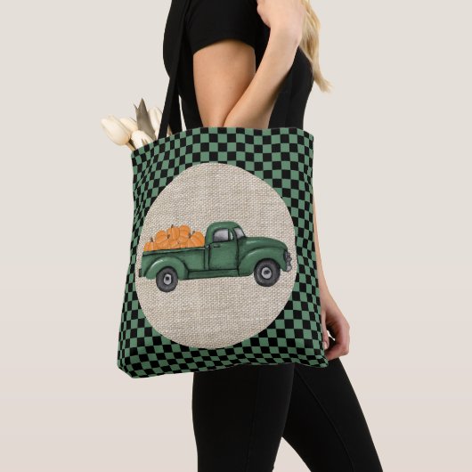  Groene Pompoen Vrachtwagen Canvas tas (Dichtbij)