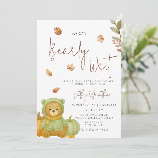 Groene pompoen We kunnen nauwelijks wachten Baby s Kaart (Staand voorkant)