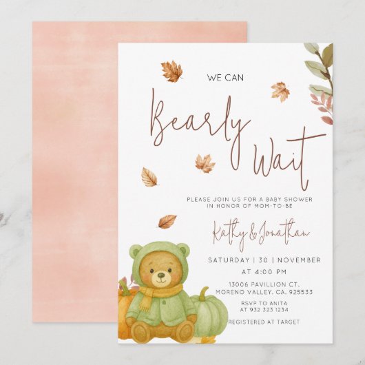 Groene pompoen We kunnen nauwelijks wachten Baby s Kaart (Voorkant / Achterkant)