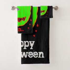 Groene Pompoen Zombie Halloween Badhanddoek Set Bad Handdoek