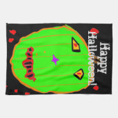 Groene Pompoen Zombie Halloween Keukenhanddoeken (Horizontaal)