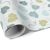 Groene Pompoenbladeren Patroon Lichtgroen Cadeaupapier (Rol Hoek)