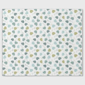 Groene Pompoenbladeren Patroon Wit Cadeaupapier (Vlak)