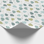 Groene Pompoenbladeren Patroon Wit Cadeaupapier (Hoek)